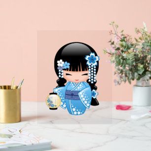 Poupée Kokeshi d'hiver - Blue Mountain Geisha Girl