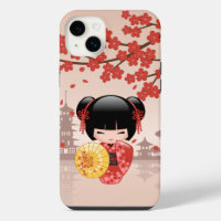 Poupée Kokeshi Sakura Rouge - Geisha Japonaise