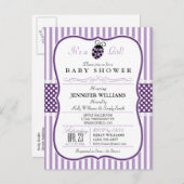 Poupée Ladybug; Invitation Baby shower fille (Devant / Derrière)