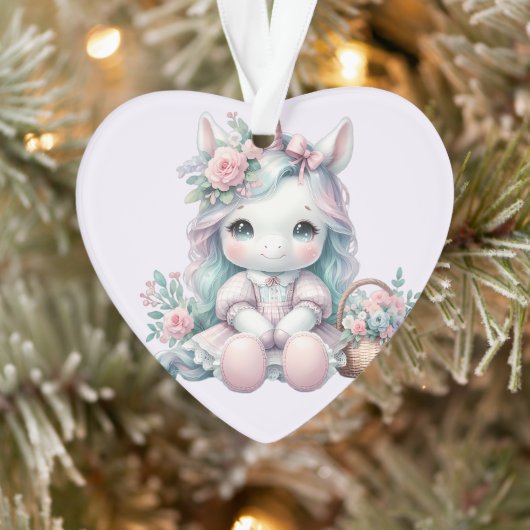 Poupée Licorne Kawaii Pastel avec Panier de Fleurs (Arbre)