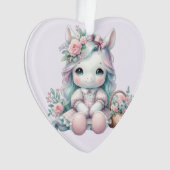 Poupée Licorne Kawaii Pastel avec Panier de Fleurs (devant)