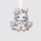Poupée Licorne Kawaii Pastel avec Panier de Fleurs (dos)
