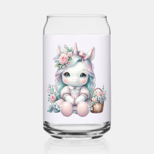 Poupée Licorne Kawaii Pastel avec Panier de Fleurs