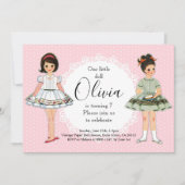 Poupée papier vintage Invitation de fête d'anniver (Devant)