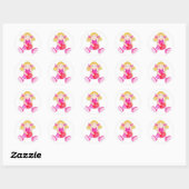 Poupée Rag whimsical fille rose blanc autocollant (Feuille)