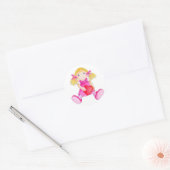 Poupée Rag whimsical fille rose blanc autocollant (Enveloppe)