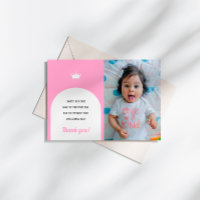 Poupée rose chaude, Carte photo Merci de poupée de