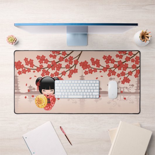 Poupée rouge Sakura Kokeshi - Geisha japonais (Bureau 1)