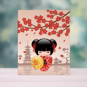 Poupée rouge Sakura Kokeshi - Geisha japonais