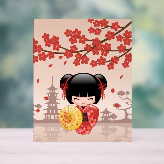 Poupée rouge Sakura Kokeshi - Geisha japonais (Neutre)