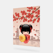 Poupée rouge Sakura Kokeshi - Geisha japonais (Angle)