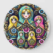 Poupée russe babouchka horloge murale (Recto)