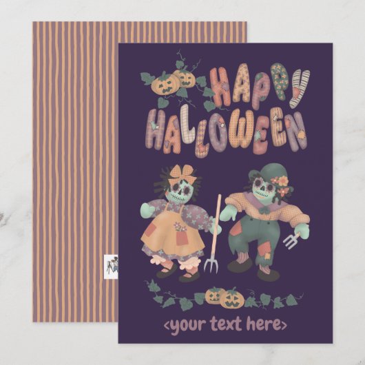 Poupées chiffon zombies Halloween (4) - Carte de v (Devant / Derrière)
