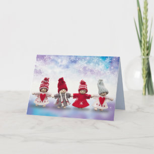 poupées de noël carte de voeux