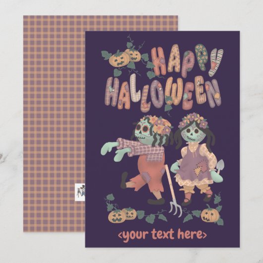 Poupées Ragdoll zombies d'Halloween (3) - Carte de (Devant / Derrière)