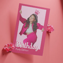 Poupées roses Filles Anniversaire Fête Invitation