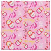 Poupées russes tissu typographique rouge rose (Fermer)