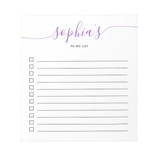 Pour Afficher Le Bloc-Notes Purple Script Chic (Devant)