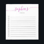 Pour Afficher Le Bloc-Notes Rose Clair Script<br><div class="desc">Liste de choses à faire simple avec votre nom et script chic.</div>