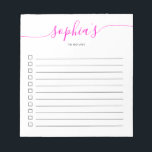 Pour Afficher Le Bloc-Notes Rose Clair Script<br><div class="desc">Liste de choses à faire simple avec votre nom et script chic.</div>