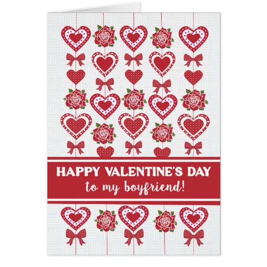 Pour ami Valentine's Red Roses Hearts Bows (Devant)