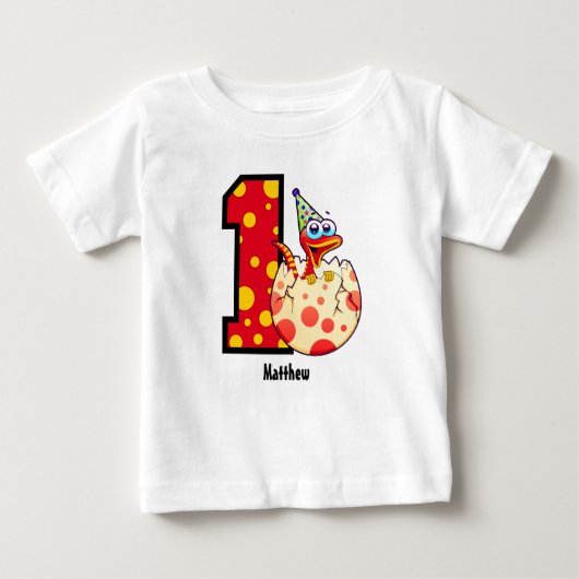 Pour Bébé 1er Anniversaire Dino Egg Custom Baby T-shirt (Devant)