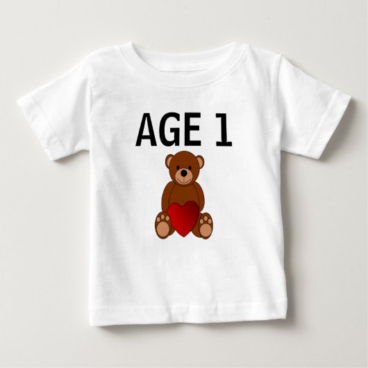 POUR BÉBÉ 1ER ANNIVERSAIRE TEDDY BEAR BABY T-SHIRT (Devant)
