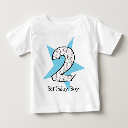 Pour Bébé 2ème T-shirt bleu d'étoile de base-ball (Devant)