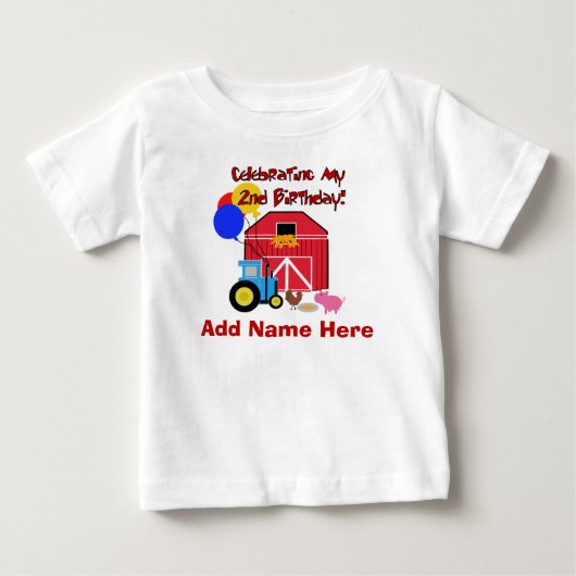 Pour Bébé 2ème T-shirt personnalisé d'anniversaire de ferme (Devant)
