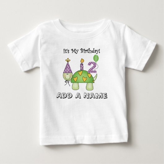 Pour Bébé 2ème T-shirt personnalisé d'anniversaire de tortue (Devant)