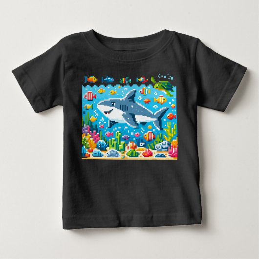Pour Bébé 8-Bit Shark Adventure T-Shirt (Devant)