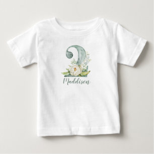 Pour Bébé Aquarelle Floral 2ème anniversaire T-shirt