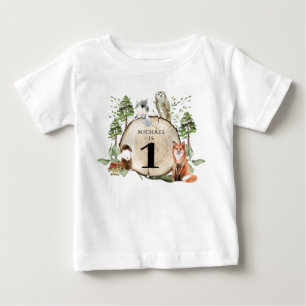 Pour Bébé Bois Animaux Garçon 1er Anniversaire T-shirt