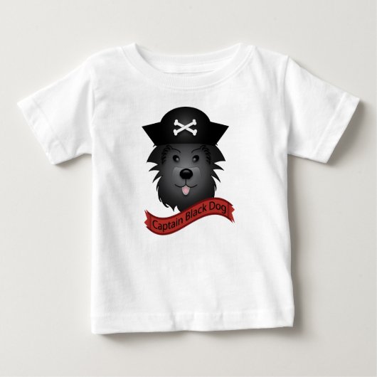 Pour Bébé Captain Black Dog - Baby Fine Jersey T-Shirt  (Devant)