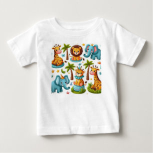 Pour Bébé Cartoon Safari Animaux Baby T-shirt
