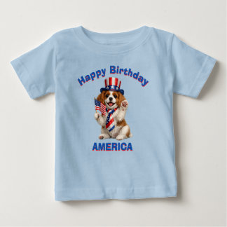 Pour Bébé Cavalier Spaniel Puppy (2d) Patriotic Kid T-Shirt