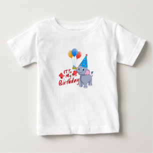 Pour Bébé C'est mon anniversaire T-Shirt éléphant mignon pou