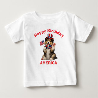 Pour Bébé Collie Puppy (2j) Patriotic Kid T-Shirt