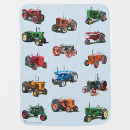Pour Bébé Couverture vintage colorée de tracteur - bleu