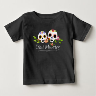 Pour Bébé Crânes à sucre florales Dia de Muertos   T-shirt