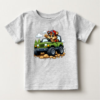 Pour Bébé Cute Bear Driving Green Jeep Toddler T-Shirt