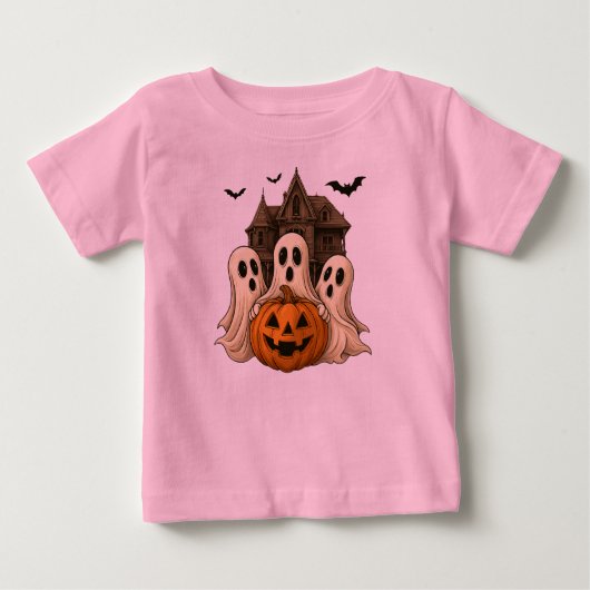 Pour Bébé Cute Ghost with Pumpkin Halloween T-Shirt 👻 (Devant)