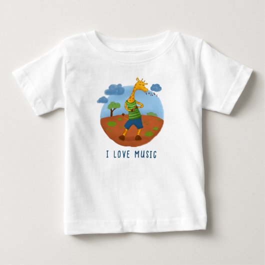 Pour Bébé Cute Happy Giraffe Cartoon Personalized T-Shirt (Devant)