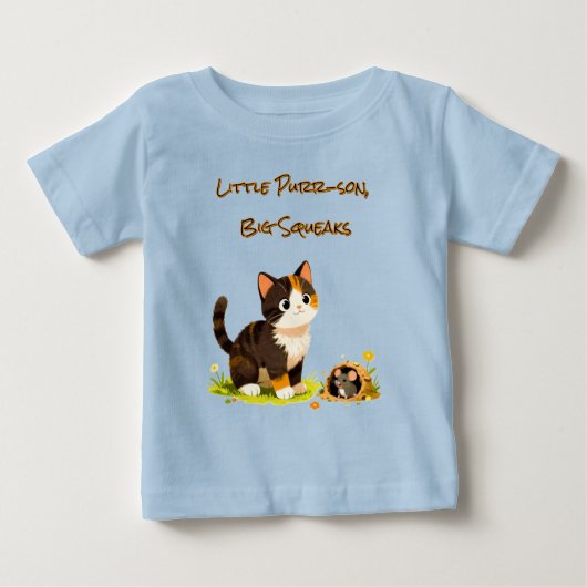 Pour Bébé Cute Kitten Mouse T-Shirt (Devant)