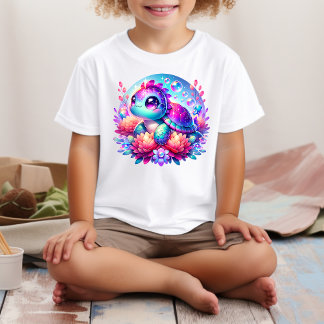 Pour Bébé Cute Neon Baby Sea Turtle Illustration T-Shirt