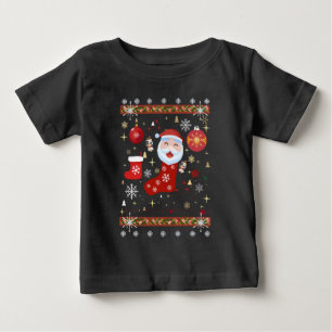 Pour Bébé Drôle Père Noël Sock Ornament Noël T-Shirt