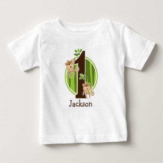 Pour Bébé ęr La jungle d'anniversaire Monkeys le T-shirt (Devant)