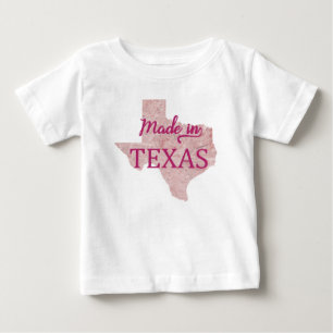Pour Bébé Fabriqué au Texas Girls Baby T-Shirt rose