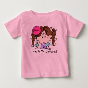Pour Bébé Fille Brunette Personnalisée Avec T-shirt d'Annive