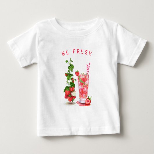 Pour Bébé Fraise T-Shirt Juice Cool Boire Fruit (Devant)